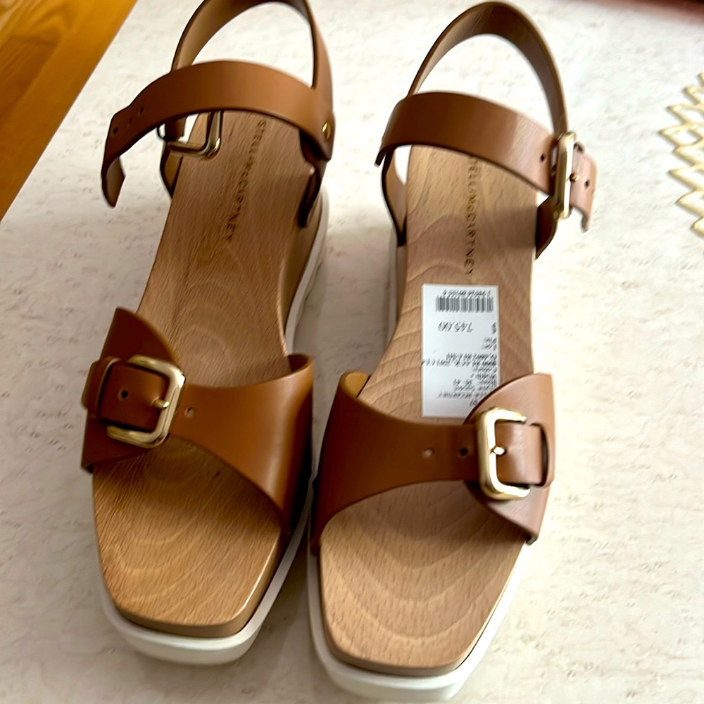 Stella McCartney Women's Elyse Platform Wedge Sandals Brown